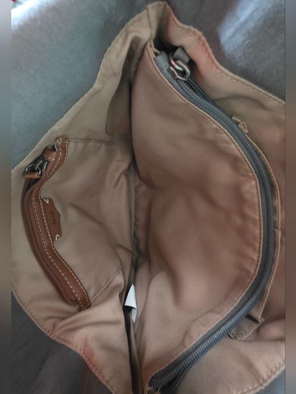 The Sak Gray Leather Huntley Hobo Bag with Brown Tassel - Picture 4 of 10